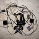 So many cables. The HTC Vive ships with four power cables, two controllers, one bridge and one headset.